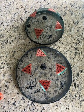 Vintage Food Dome Cover PICNIC Mesh Screen watermelon ants Set Of 2